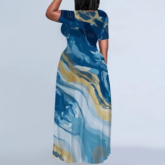 Plus Size Maxi Dress Women's Summer Casual Vivid Prints Oversized Relaxed - Picture 5 of 8